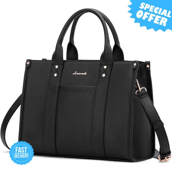 BRAND NEW LOVEVOOK Tote Bag Black Leather Zippered